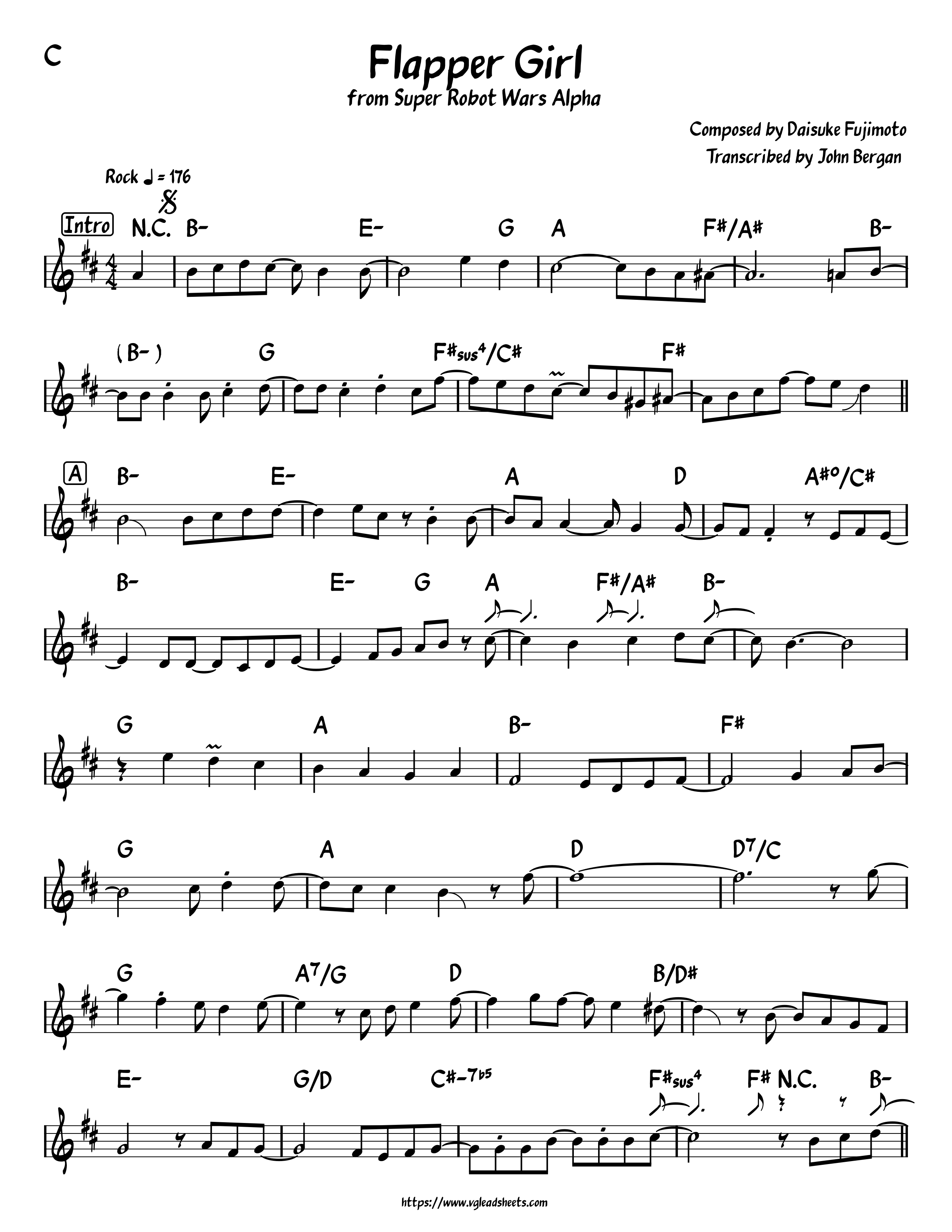 Super Robot Wars Alpha - Flapper Girl | VGLeadSheets.com - Lead Sheets ...